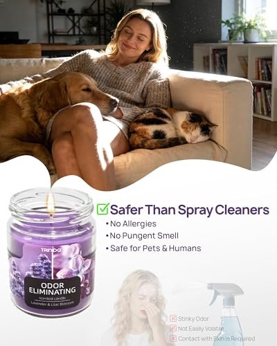 TRINIDa Lavendel & Fliederblüte Duftkerzen Set – 12oz Premium Sojakerzen zur Geruchsbeseitigung für Zuhause