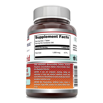 Amazing Formulas Folsäure 1000 mcg (1 mg) | 240 Tabletten | Vitamin B9 | Non-GMO | Glutenfrei | Hergestellt in USA
