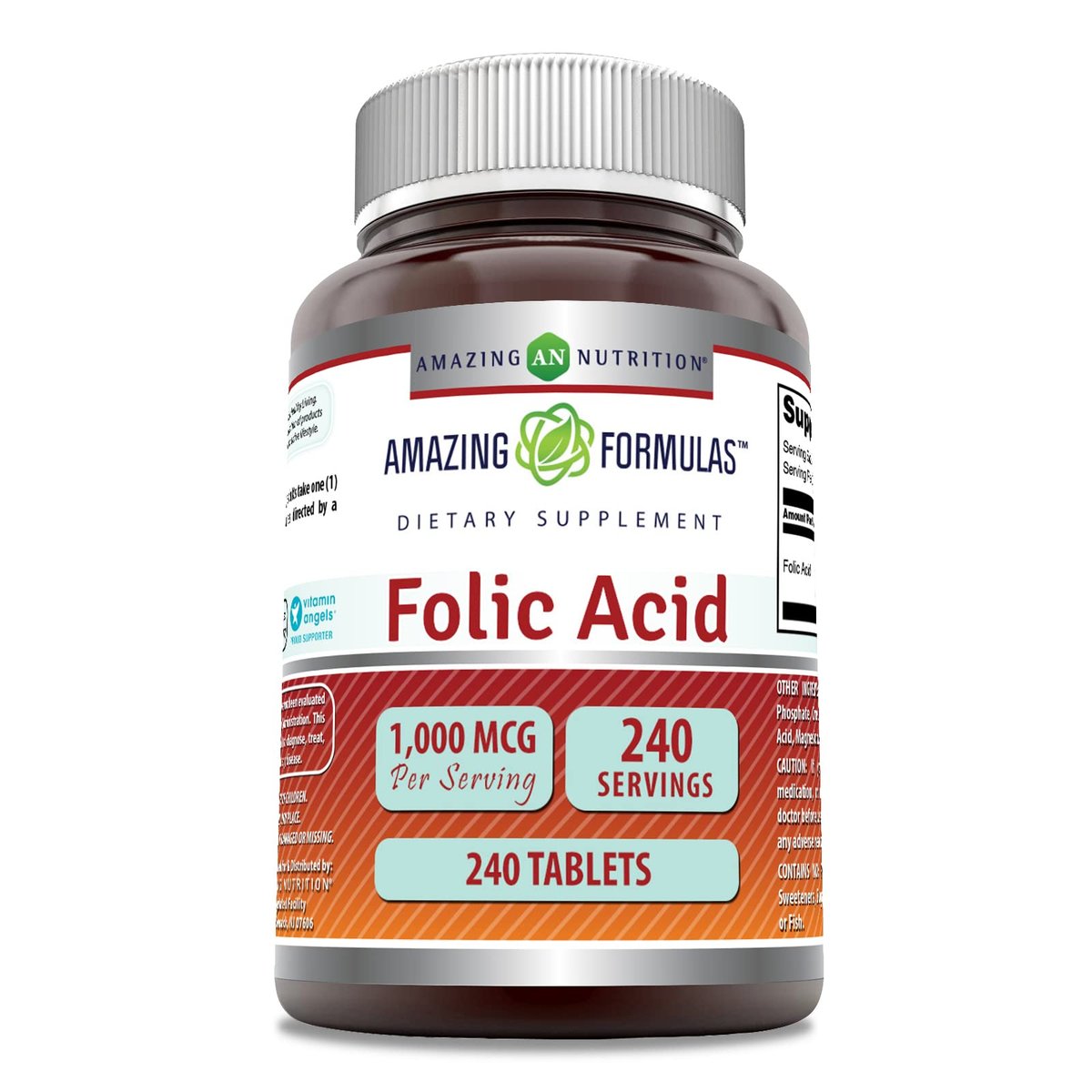 Amazing Formulas Folsäure 1000 mcg (1 mg) | 240 Tabletten | Vitamin B9 | Non-GMO | Glutenfrei | Hergestellt in USA