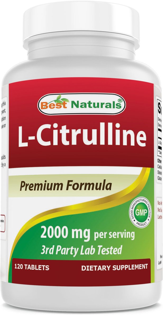 Best Naturals L-Citrullin 2000 mg pro Portion – Non-GMO – Glutenfrei – 120 Tabletten