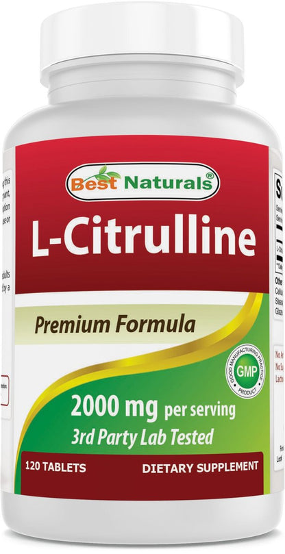 Best Naturals L-Citrullin 2000 mg pro Portion – Non-GMO – Glutenfrei – 120 Tabletten