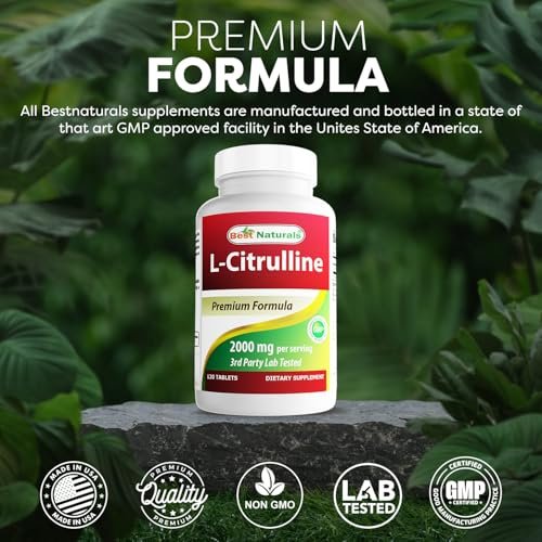 Best Naturals L-Citrullin 2000 mg pro Portion – Non-GMO – Glutenfrei – 120 Tabletten