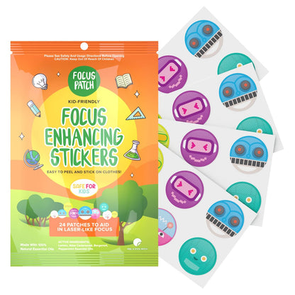 NATPAT Focus Patch – Konzentrationssticker für Kinder und Erwachsene – 24 natürliche Aufmerksamkeitspflaster – Chemikalienfrei & ohne Drogen