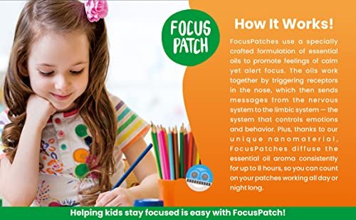 NATPAT Focus Patch – Konzentrationssticker für Kinder und Erwachsene – 24 natürliche Aufmerksamkeitspflaster – Chemikalienfrei & ohne Drogen