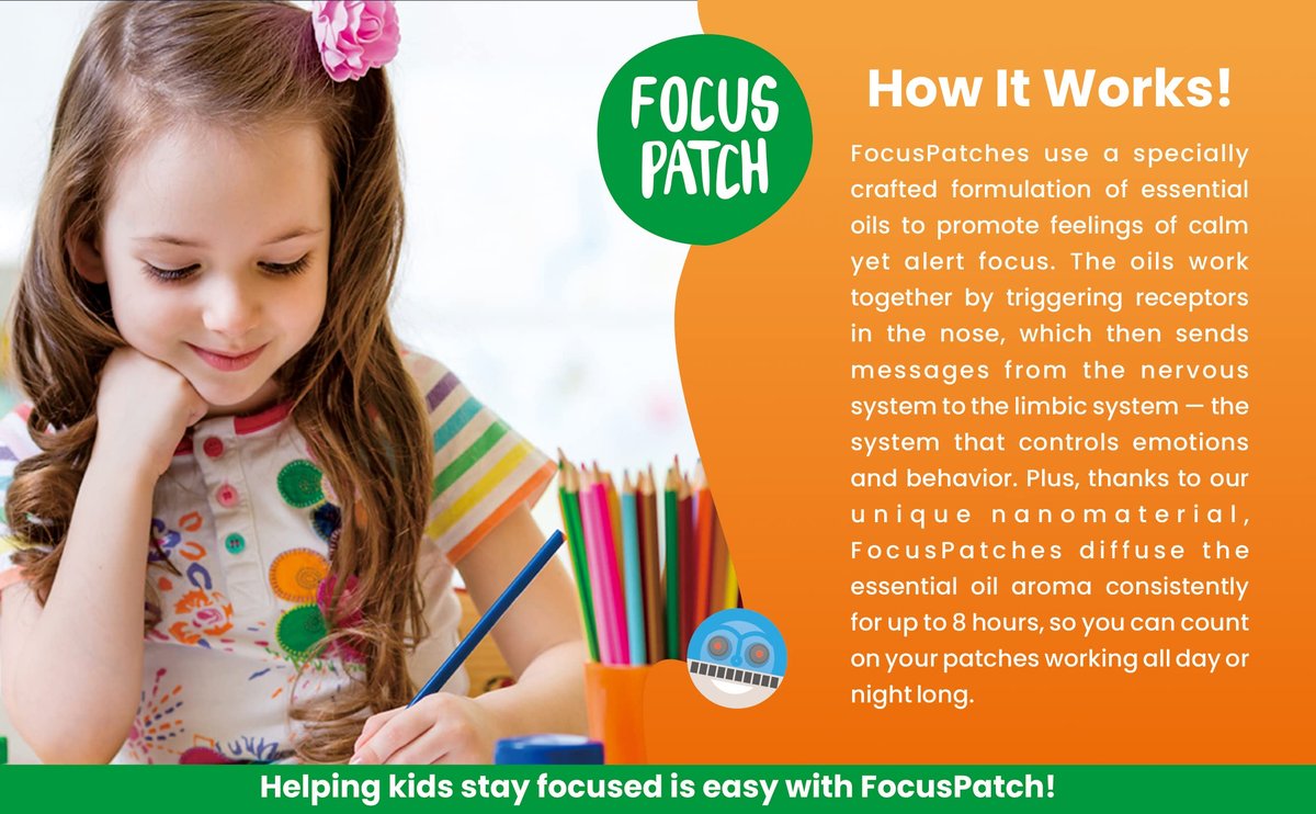 NATPAT Focus Patch – Konzentrationssticker für Kinder und Erwachsene – 24 natürliche Aufmerksamkeitspflaster – Chemikalienfrei & ohne Drogen