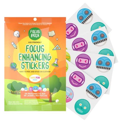 NATPAT Focus Patch – Konzentrationssticker für Kinder und Erwachsene – 24 natürliche Aufmerksamkeitspflaster – Chemikalienfrei & ohne Drogen