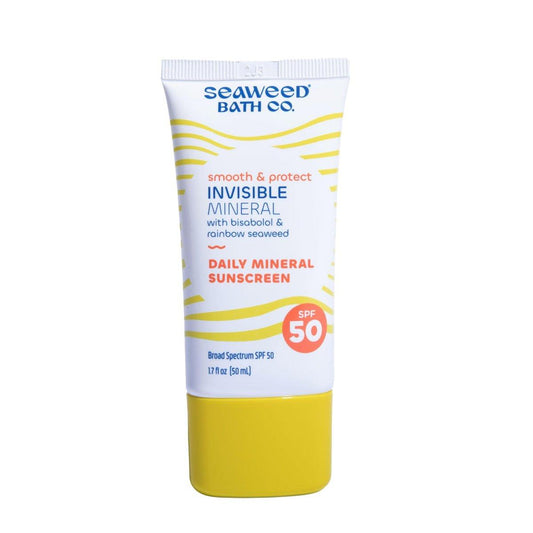 Seaweed Bath Co. Unsichtbares Mineralisches Sonnenschutzgel SPF 50 – Leichtes, nicht fettendes Zinkoxid-Gesichtssonnenschutzmittel – Tägliche feuchtigkeitsspendende Grundierung mit Lichtschutzfaktor, 50 ml