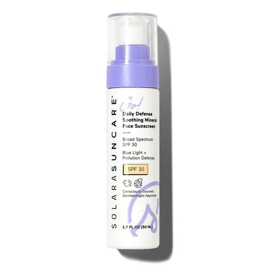 SOLARA SUNCARE Go! Daily Defense Beruhigende Mineralische Gesichts-Sonnencreme LSF 30 | EWG-Verifiziert, Vegan, Tierversuchsfrei, Riffreundlich | Leicht, Sicher für Empfindliche Haut (50 ml)