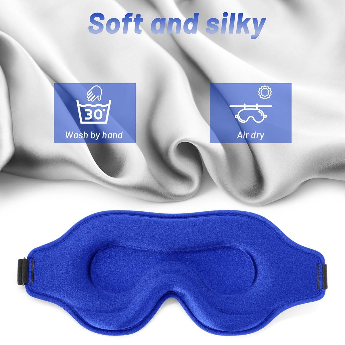 Schlafmaske für Männer und Frauen – Memory-Schaum Schlafmaske für Seitenschläfer, Verdunkelnde Augenmaske mit verstellbarem Riemen (Blau)