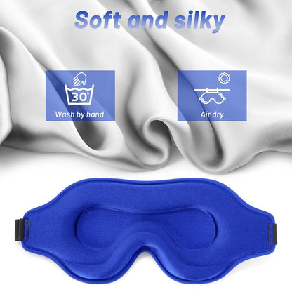 Schlafmaske für Männer und Frauen – Memory-Schaum Schlafmaske für Seitenschläfer, Verdunkelnde Augenmaske mit verstellbarem Riemen (Blau)