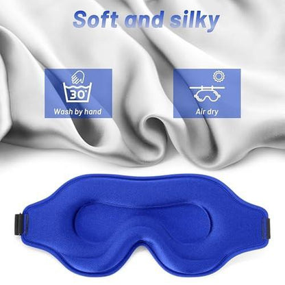 Schlafmaske für Männer und Frauen – Memory-Schaum Schlafmaske für Seitenschläfer, Verdunkelnde Augenmaske mit verstellbarem Riemen (Blau)