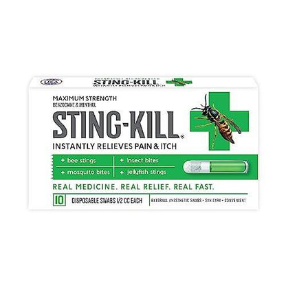 Sting-kill Erste-Hilfe-Anästhetikum-Tupfer: Sofortige Schmerz- & Juckreizlinderung bei Bienenstichen und Insektenstichen – Nachfüllpack für Erste-Hilfe-Sets, 10 Stück