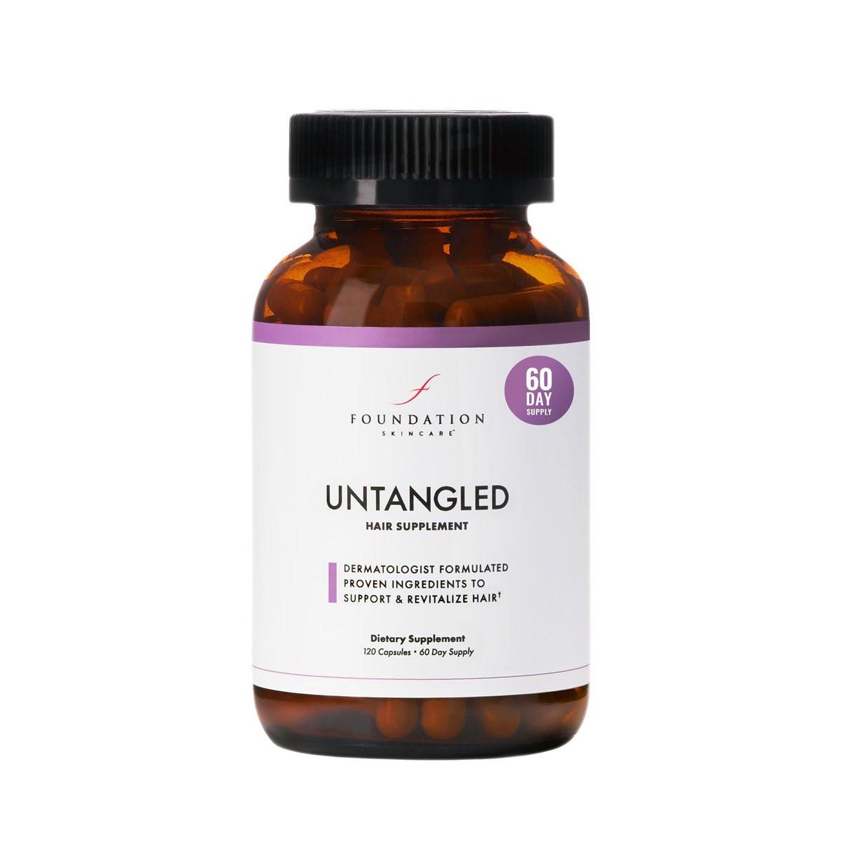 Foundation Skincare UnTangled Haar-Vitamine (60-Tage-Vorrat) - Kollagen & Biotin für Frauen & Männer, sichtbar dickeres & schnelleres Haarwachstum