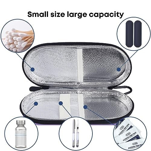 MOSLA Insulin-Kühltasche für Diabetiker – Isolierte Reisetasche mit 2 Kühlakkus für Insulin-Pens und Zubehör (Lila, Kompakt)