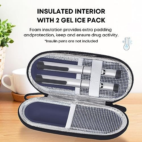 MOSLA Insulin-Kühltasche für Diabetiker – Isolierte Reisetasche mit 2 Kühlakkus für Insulin-Pens und Zubehör (Lila, Kompakt)