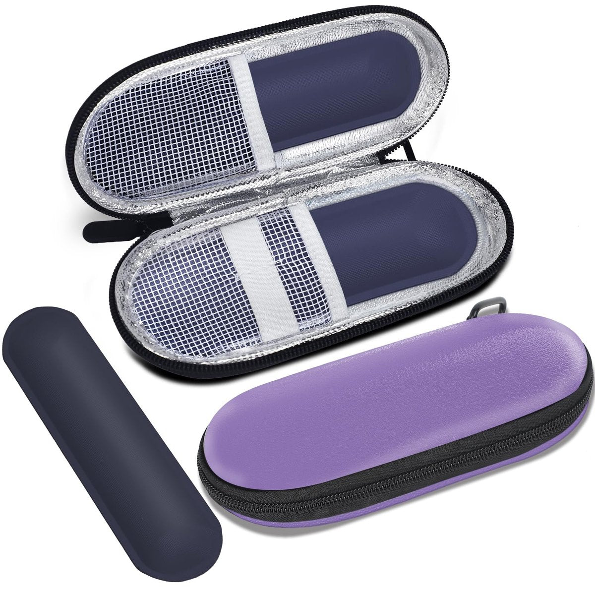MOSLA Insulin-Kühltasche für Diabetiker – Isolierte Reisetasche mit 2 Kühlakkus für Insulin-Pens und Zubehör (Lila, Kompakt)