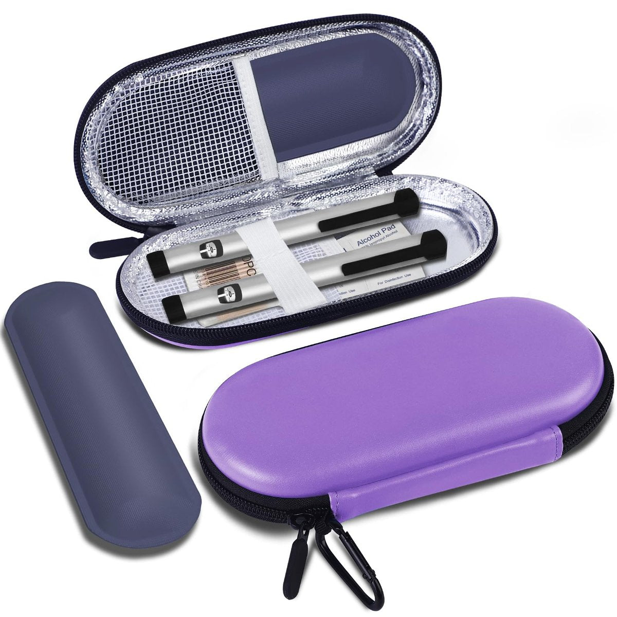 MOSLA Insulin-Kühltasche für Diabetiker – Isolierte Reisetasche mit 2 Kühlakkus für Insulin-Pens und Zubehör (Lila, Kompakt)
