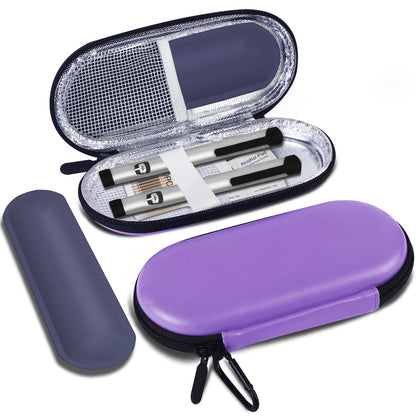 MOSLA Insulin-Kühltasche für Diabetiker – Isolierte Reisetasche mit 2 Kühlakkus für Insulin-Pens und Zubehör (Lila, Kompakt)