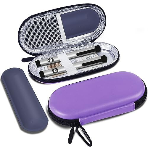 MOSLA Insulin-Kühltasche für Diabetiker – Isolierte Reisetasche mit 2 Kühlakkus für Insulin-Pens und Zubehör (Lila, Kompakt)