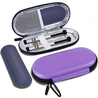 MOSLA Insulin-Kühltasche für Diabetiker – Isolierte Reisetasche mit 2 Kühlakkus für Insulin-Pens und Zubehör (Lila, Kompakt)