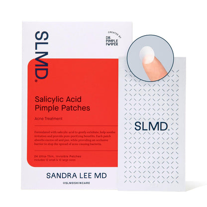SLMD Salicylsäure Pickel-Patches von Dr. Pimple Popper – Akne behandeln und dunkle Flecken verbessern – Dünne transparente Patches mit Salicylsäure – 2 Größen (24 Stück)