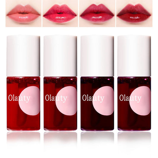 4er-Set Lippen-Tinten-Stift, wasserige Lippenfarbe, Mini Liquid Matte Lippenstift, langanhaltend wasserfest, koreanischer Lipgloss, feuchtigkeitsspendend, natürlich, multifunktional für Lippen und Wangen, leicht, nicht klebrig