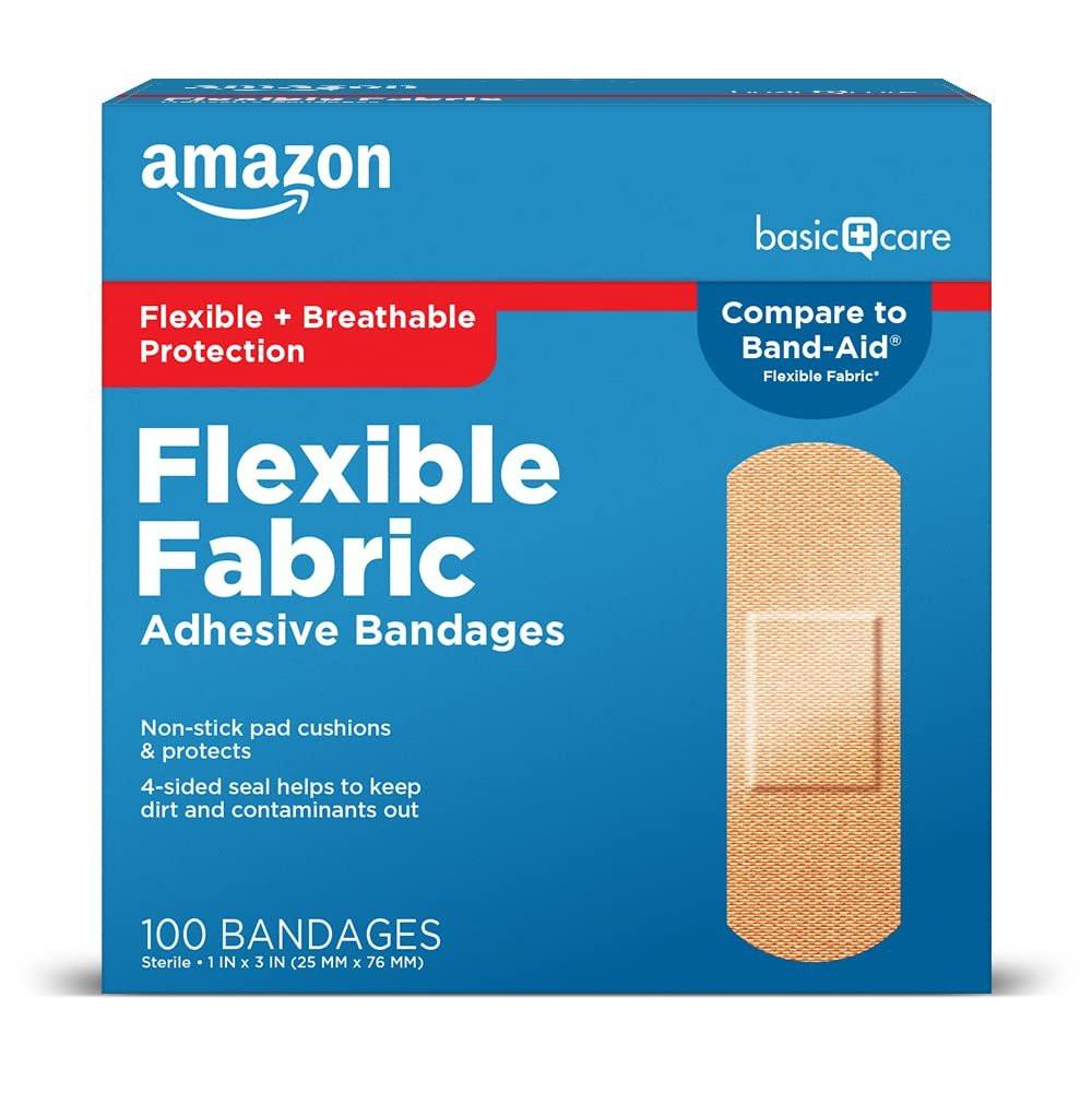 Flexible Stoff-Pflaster für Wunden und Schrammen, atmungsaktiv mit nicht haftendem Pad, latexfrei, 100 Stück