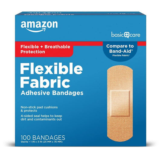 Flexible Stoff-Pflaster für Wunden und Schrammen, atmungsaktiv mit nicht haftendem Pad, latexfrei, 100 Stück