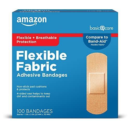 Flexible Stoff-Pflaster für Wunden und Schrammen, atmungsaktiv mit nicht haftendem Pad, latexfrei, 100 Stück