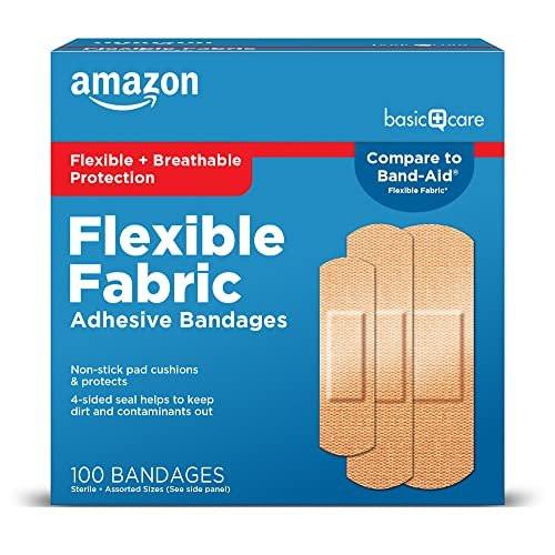 Fabric-Heftpflaster für flexible Wundversorgung, hautfreundlich, atmungsaktiv, Erste-Hilfe-Bedarf, gemischte Größen, 100 Stück