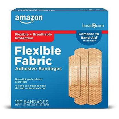 Fabric-Heftpflaster für flexible Wundversorgung, hautfreundlich, atmungsaktiv, Erste-Hilfe-Bedarf, gemischte Größen, 100 Stück