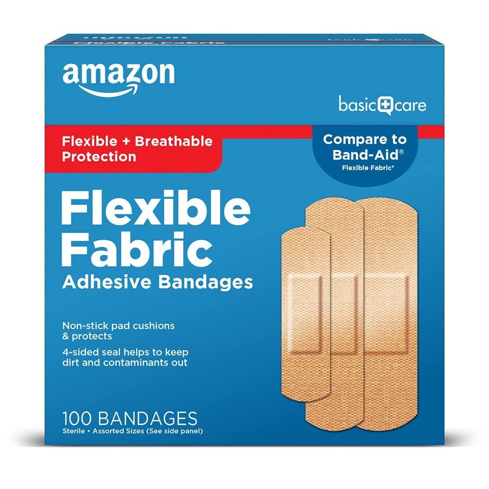 Fabric-Heftpflaster für flexible Wundversorgung, hautfreundlich, atmungsaktiv, Erste-Hilfe-Bedarf, gemischte Größen, 100 Stück
