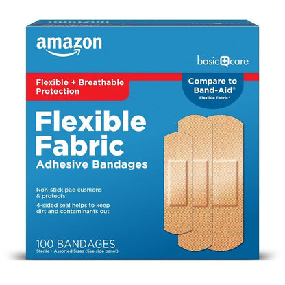 Fabric-Heftpflaster für flexible Wundversorgung, hautfreundlich, atmungsaktiv, Erste-Hilfe-Bedarf, gemischte Größen, 100 Stück