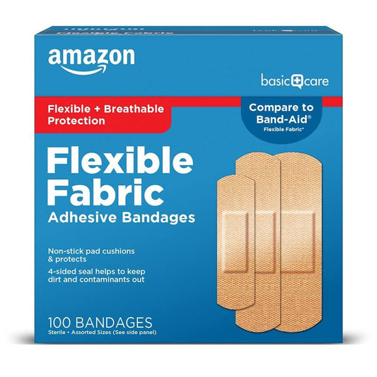 Fabric-Heftpflaster für flexible Wundversorgung, hautfreundlich, atmungsaktiv, Erste-Hilfe-Bedarf, gemischte Größen, 100 Stück