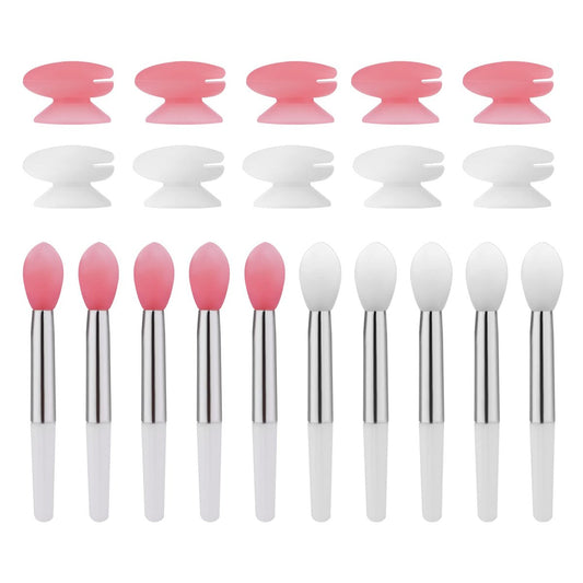 10er-Pack Silikon-Lippenpinsel mit Kappen, wiederverwendbare Lippenapplikatoren für Lipgloss, Lippenbalsam und Lidschatten (2 Farben)