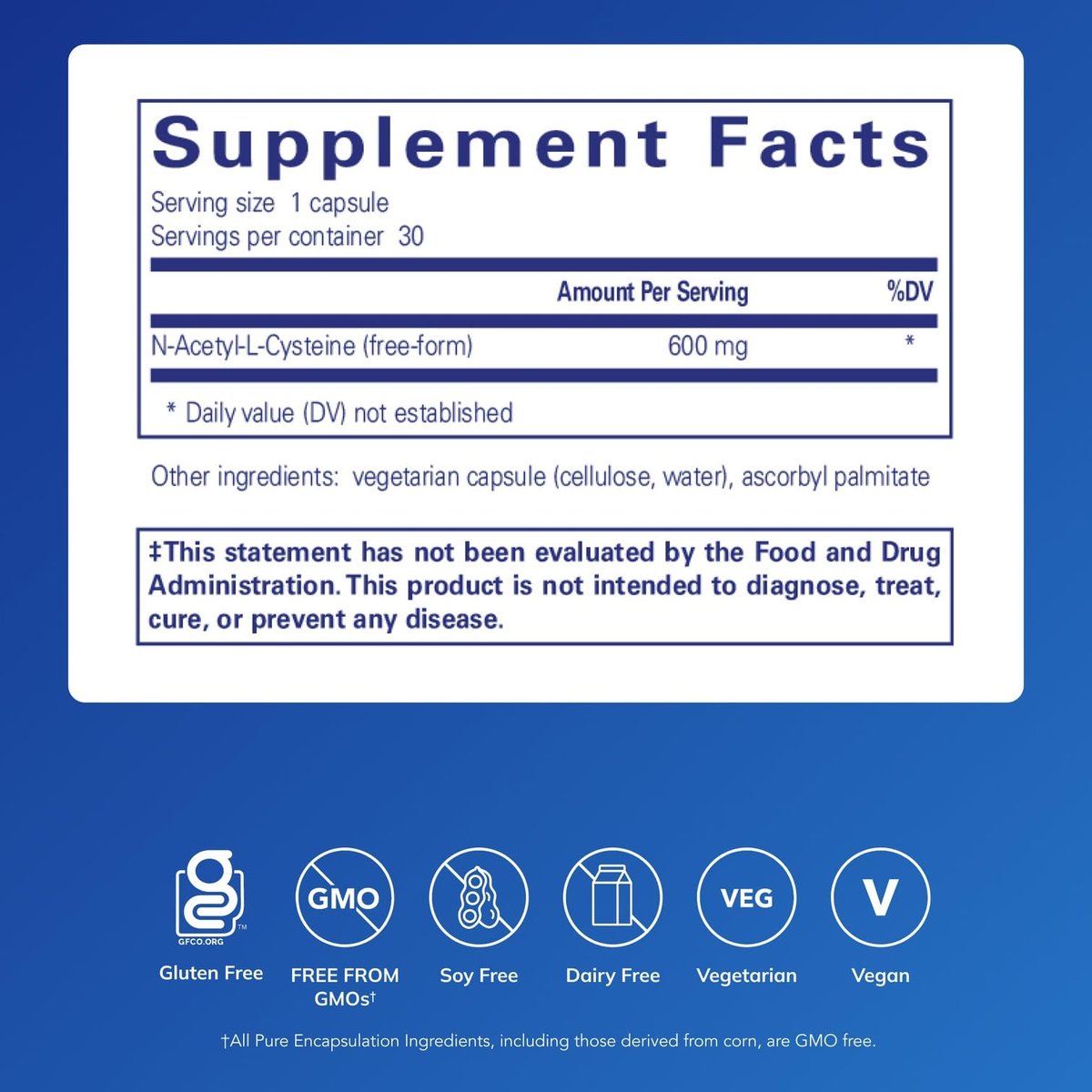 Pure Encapsulations NAC 600 mg – N-Acetylcystein Kapseln für Lungen- und Immununterstützung, Leber- und Antioxidantien-Unterstützung* – 30 Kapseln