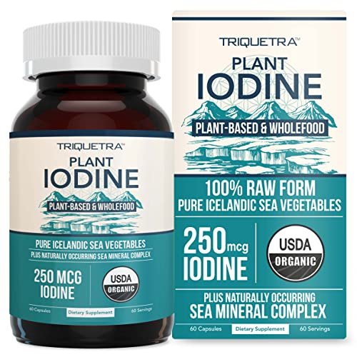 Bio-Jod-Supplement aus Meeresgemüse-Komplex – Vollwertige & rohe Form – Jod plus Spurenelement-Komplex – Enthält reinstes isländisches Seetang, Irish Moss & Blasentang (250 mcg)