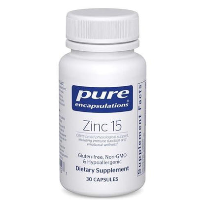 Pure Encapsulations Zink 15 mg – Zinkpicolinat zur Unterstützung des Immunsystems, für Wachstum & Entwicklung und Wundheilung – 30 Kapseln