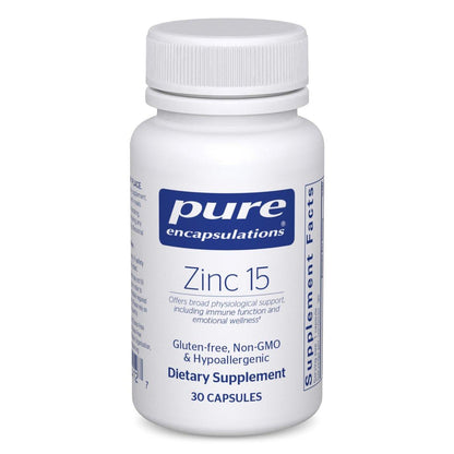 Pure Encapsulations Zink 15 mg – Zinkpicolinat zur Unterstützung des Immunsystems, für Wachstum & Entwicklung und Wundheilung – 30 Kapseln