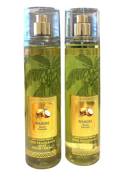 Bath & Body Works Waikiki Beach Coconut Fine Fragrance Spray - Set mit 2 Düften, je 118 ml