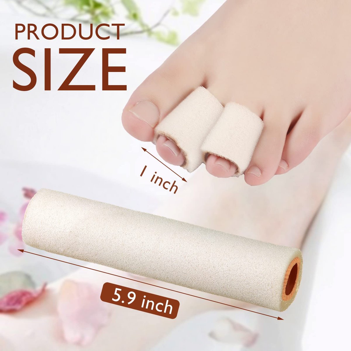 Tondiamo 6er-Pack Schaumstoff-Zehenschutz-Hülsen – Zehenpolster für Ballen, Hammerzehe, Hühneraugen, Blasen & Schmerzlinderung (Medium, Beige)