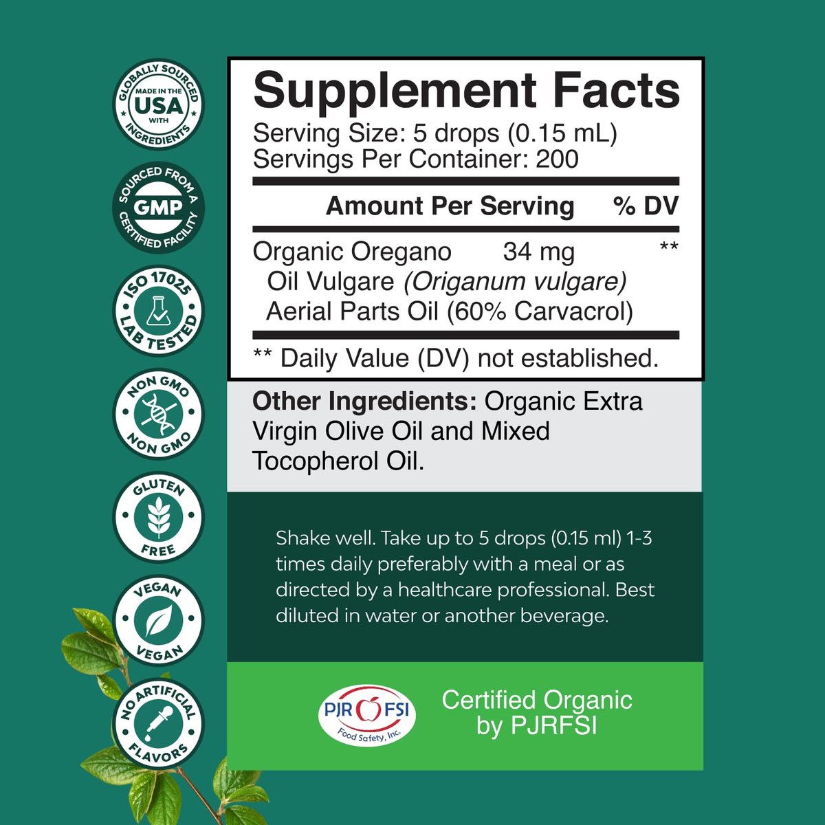 Bio Oregano Öl Tropfen - Hochkonzentriertes flüssiges Oreganoöl mit 60% Carvacrol für Verdauung & Immununterstützung - Flüssiger Kräuterextrakt für Immunstärke & gesunden Darm - 30 ml