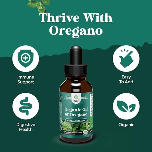 Bio Oregano Öl Tropfen - Hochkonzentriertes flüssiges Oreganoöl mit 60% Carvacrol für Verdauung & Immununterstützung - Flüssiger Kräuterextrakt für Immunstärke & gesunden Darm - 30 ml