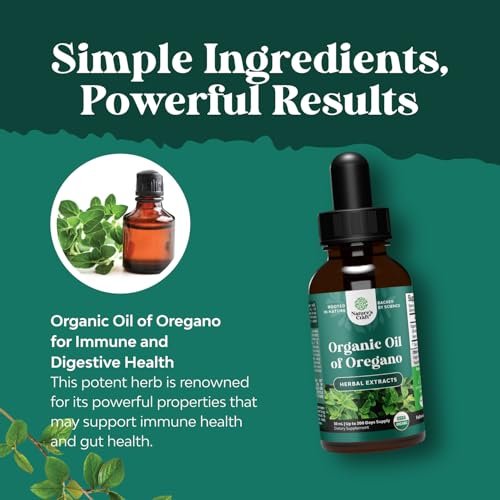 Bio Oregano Öl Tropfen - Hochkonzentriertes flüssiges Oreganoöl mit 60% Carvacrol für Verdauung & Immununterstützung - Flüssiger Kräuterextrakt für Immunstärke & gesunden Darm - 30 ml