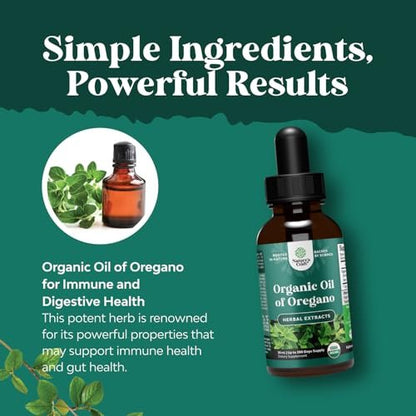 Bio Oregano Öl Tropfen - Hochkonzentriertes flüssiges Oreganoöl mit 60% Carvacrol für Verdauung & Immununterstützung - Flüssiger Kräuterextrakt für Immunstärke & gesunden Darm - 30 ml