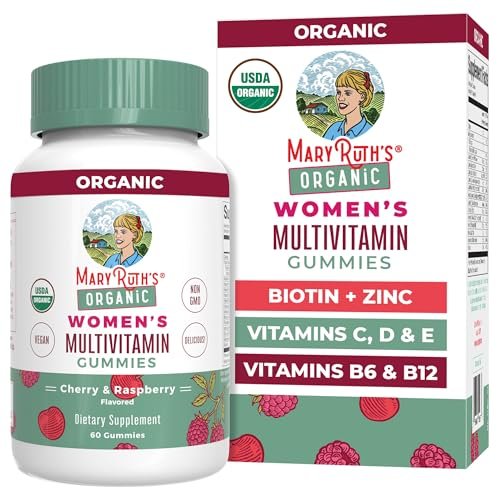 MARYRUTH'S Multivitamin Gummis für Frauen ab 14 Jahren | Immununterstützung | Haar- und Hautgesundheit | Reproduktive Gesundheit | Vitamin A C D E B6 B12 Biotin Zink Jod | Bio | Vegan | Ohne Gentechnik | 60 Stück
