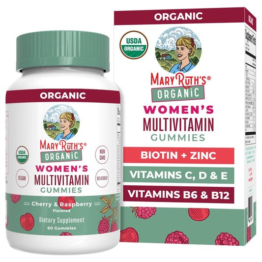 MARYRUTH'S Multivitamin Gummis für Frauen ab 14 Jahren | Immununterstützung | Haar- und Hautgesundheit | Reproduktive Gesundheit | Vitamin A C D E B6 B12 Biotin Zink Jod | Bio | Vegan | Ohne Gentechnik | 60 Stück