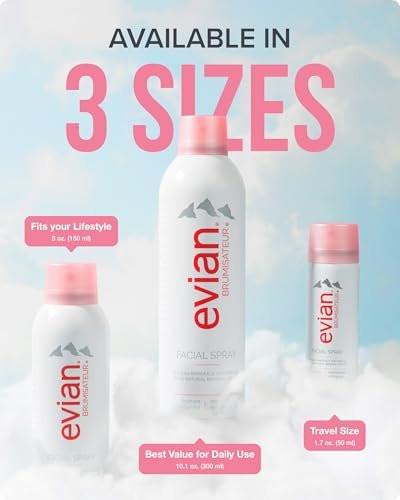 Evian Gesichtsspray 5 oz Duo – Hydratisierender Mineralwasser-Mist für Gesicht & Haut, erfrischt Make-up, Set & Toner, tägliche Hautpflege, leichter Feuchtigkeitsspray im Doppelpack