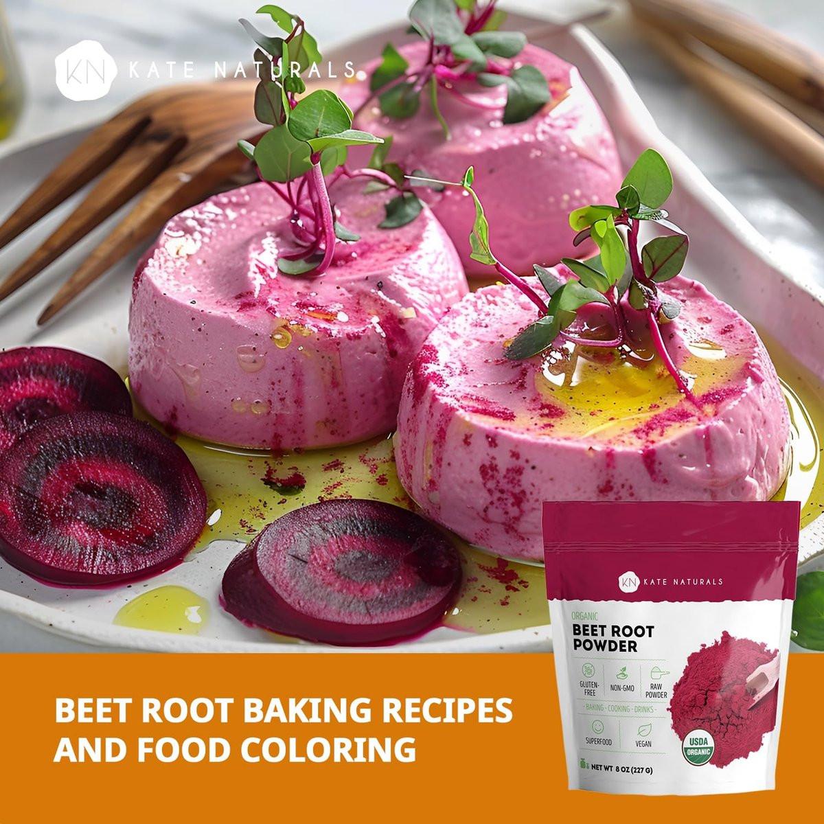 Kate Naturals Bio Rote Bete Pulver für Smoothies, Backen & Saft. Rohes Rote-Bete-Superfood & natürliche rote Lebensmittelfarbe (227 g, ohne Gentechnik, erdiger Geschmack)