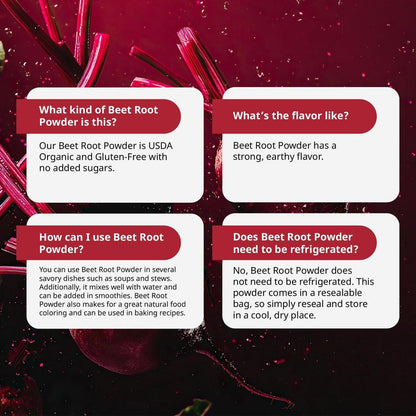 Kate Naturals Bio Rote Bete Pulver für Smoothies, Backen & Saft. Rohes Rote-Bete-Superfood & natürliche rote Lebensmittelfarbe (227 g, ohne Gentechnik, erdiger Geschmack)